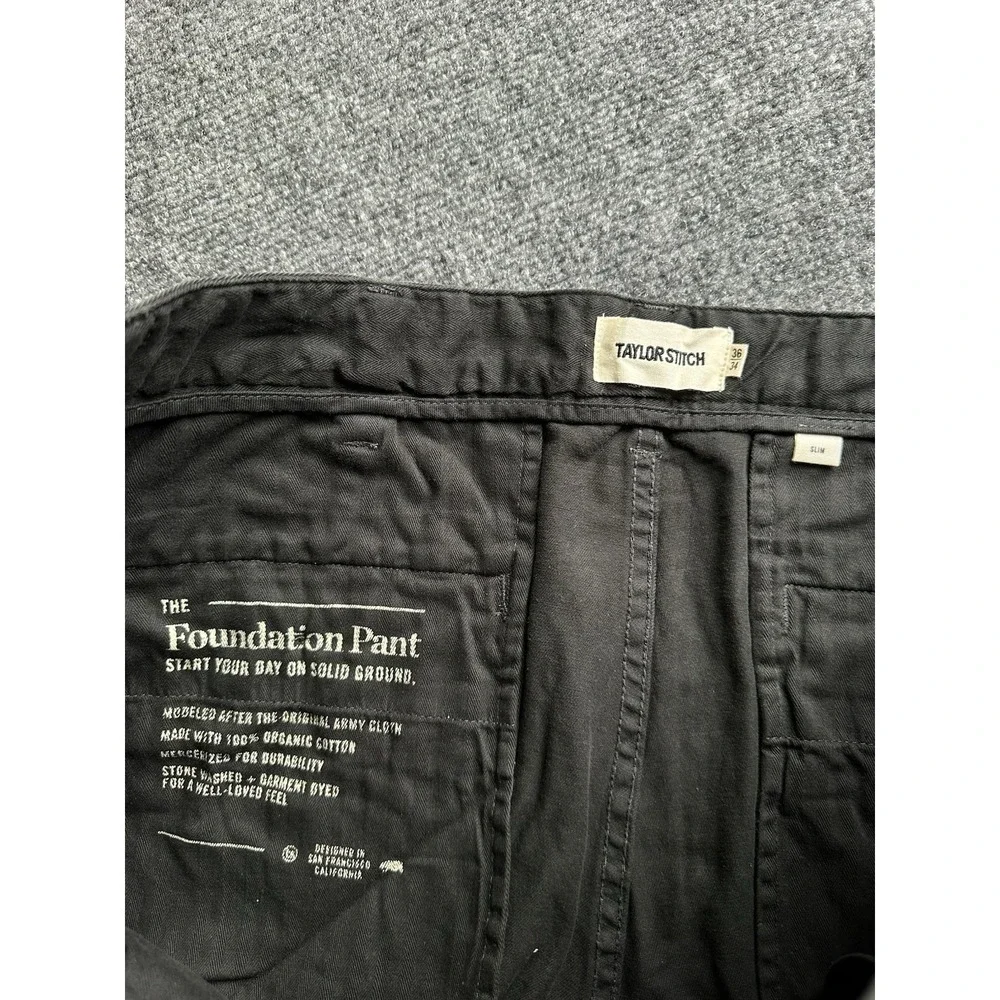 Mens Taylor Stitch Foundation Slim Organic Pants NWT Faded Black , Size 36x34